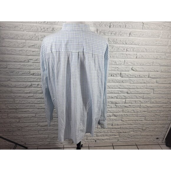 Izod Mens Shirt 3XLT Long Sleeve Pocket Premium Essentials Blue Plaid PLA122E - Picture 6 of 9